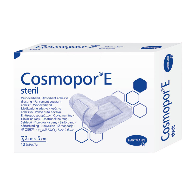 Повязка Космопор Е (Cosmopor Е) послеоперационная стерильная самоклеящаяся размером 7.2х5см 10шт, 900891