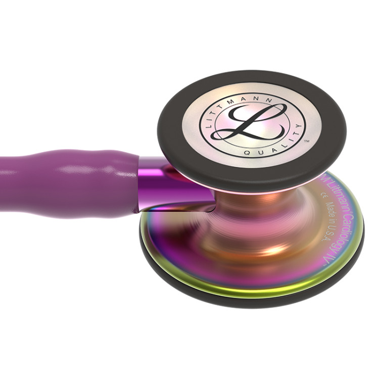 Стетоскоп Littmann Cardiology IV с сливовой трубкой, длиной 69 см, акустическая головка радужная, стебель фиолетовый, 6205