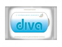 Салфетки для интимной гигиены Дива / Diva, влажные, компактные, пропитаны лосьоном с экстрактом ромашки, 20шт