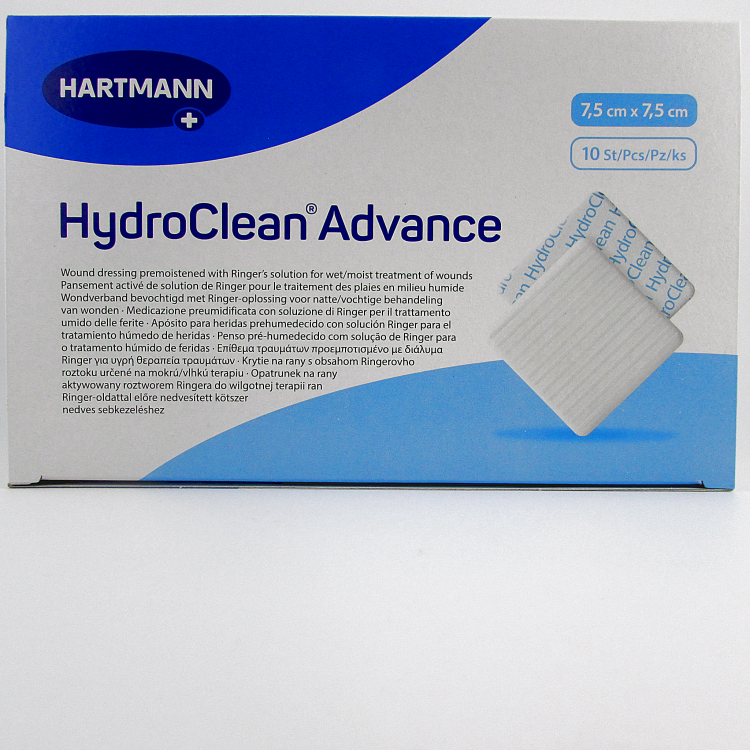 Повязка HydroClean Advance (Гидроклин Эдванс) 7.5х7.5см, с раствором Рингера и антисептиком, 609668