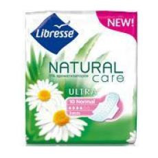 Прокладки гигиенические Libresse Natural Care Ultra Normal, надежная защита, впитывание 4 капли, длина 317 мм, 10 штук