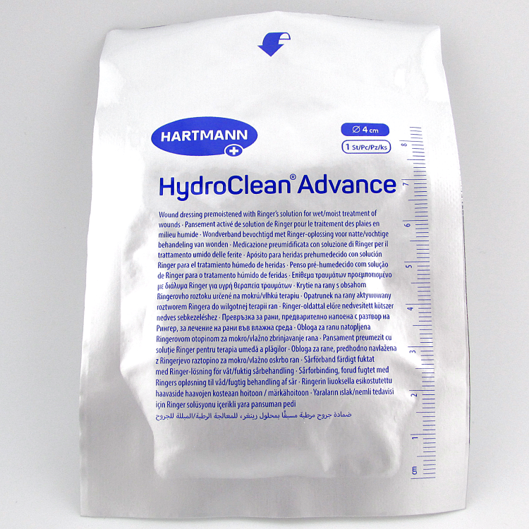 Повязка HydroClean Advance (Гидроклин Эдванс) 10х10см, с раствором Рингера и антисептиком, 609672