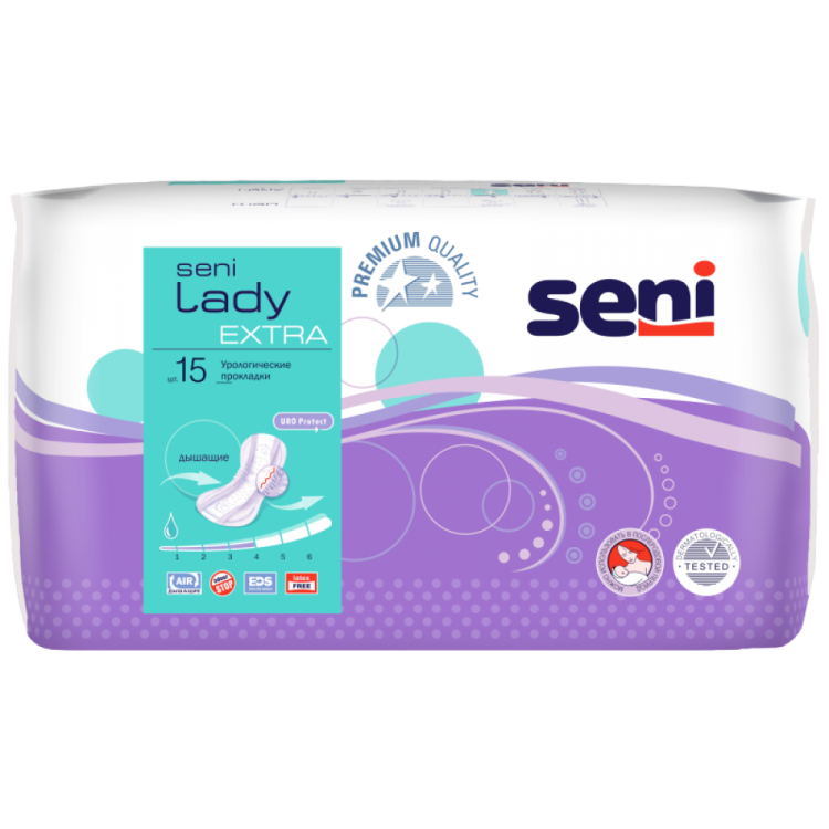 Прокладки урологические Seni Lady Extra (Сени Леди Экстра) дышащие с высокой впитываемостью, 15шт