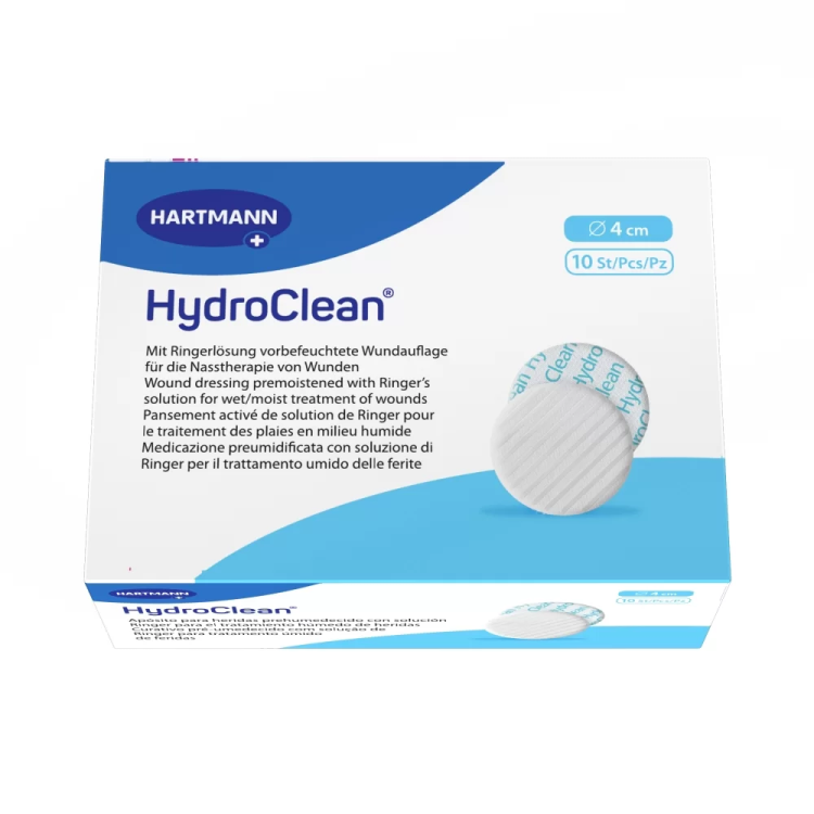 Повязка гидроактивная HydroClean (Гидроклин) с раствором Рингера и антисептиком, д 4см, 609220 (609320)