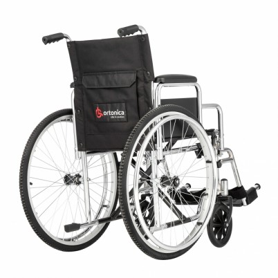 Кресло-коляска Ortonica Base 135 с ручным приводом в хромированной раме с мягкими опорами для голени и съемными колесами