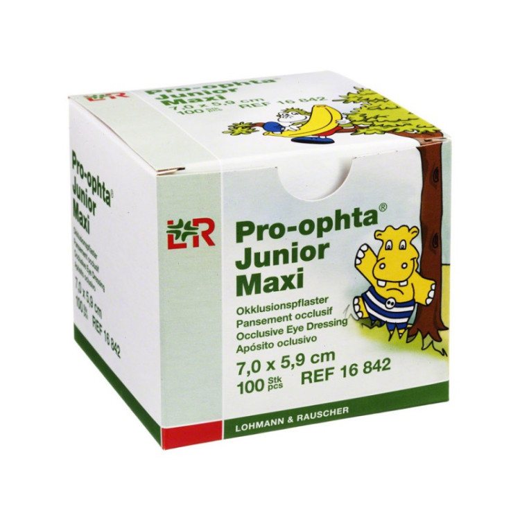 Повязка на глаз детская Pro-Ophta Junior Maxi при стробизме (косоглазие) и амблиопии, 7х5.9см, 50шт, 16845