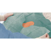 Простыни операционные Foliodrape Protect двухслойные с самоклеющим краем и вырезом, стерильные, 75х90см, 40шт, 277511