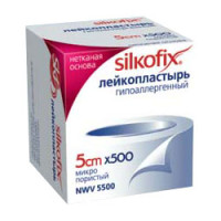 Пластырь фиксирующий Silkofix / Силкофикс медицинский, на нетканой основе, легко снимается, 1 х 500 см, 202724