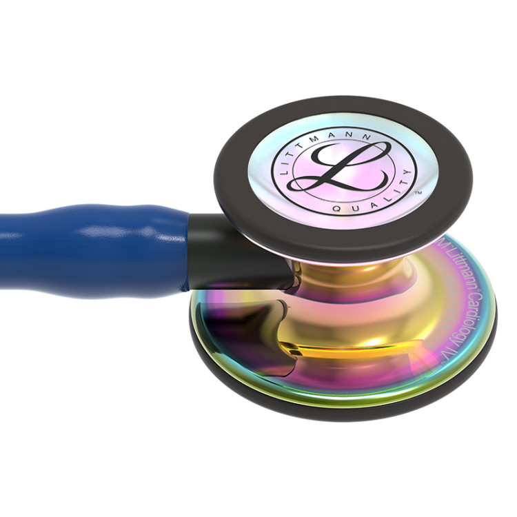 Стетоскоп Littmann Cardiology IV с небесно-голубой трубкой, длиной 69 см, акустическая головка радужная, стебель черный, 6242