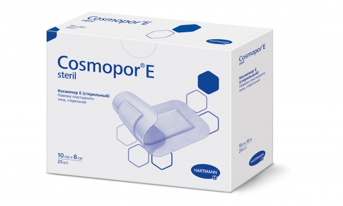 Повязки Космопор Е (Cosmopor Е) послеоперационные самоклеящиеся стерильные размером 10х8см, 901020 (901032)