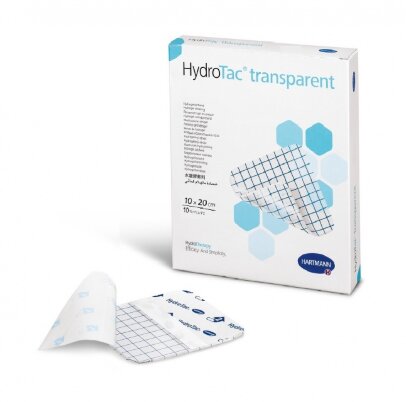 Повязка HydroTac (ГидроТак транспарент) transparent гидрогелевая прозрачная для сухих ран при эпителизации 10х20см, 10шт, 685902