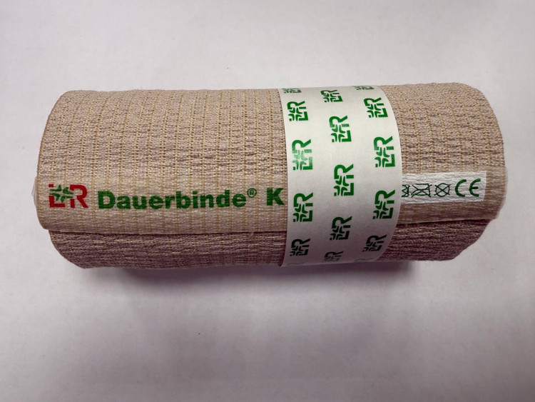 Бинт эластичный Dauerbinde K (Дауэрбинде К) большой растяжимости , телесный, 12см х7м, 105911