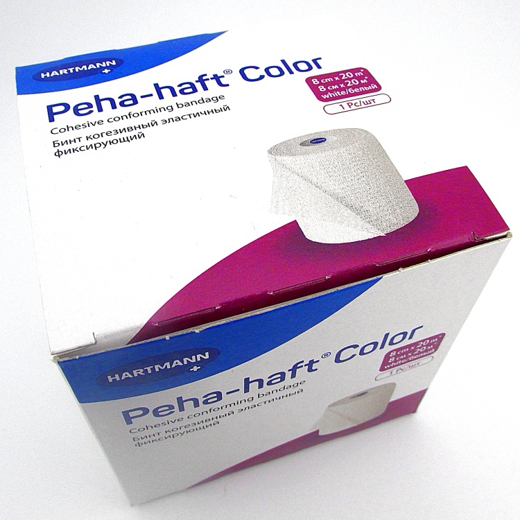 Бинт Peha-haft Color (Пеха Хафт Колор) самофиксирующийся, белый, 8см х 20м, 300013