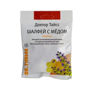 Леденцы от кашля Доктор тайсс шалфей с медом, противовоспалительные, облегчают кашель, уменьшают раздражение, 50 г