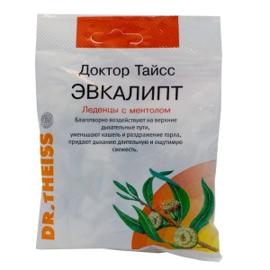 Леденцы от кашля Доктор тайсс эвкалипт с ментолом, облегчают кашель, уменьшают раздражение горла, освежают, 50 г