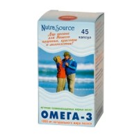 Омега-3 Nutra source из натурального лососевого жира, витамин Е как антиоксидант, желатин и глицерин, 1460мг, 45шт