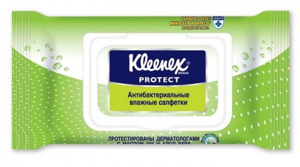 Салфетки влажные антибактериальные Клинекс / Kleenex, состав с пропиткой, убивают бактерии, упаковка 40шт