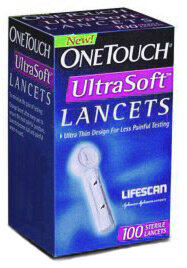 Ланцеты OneTouch UltraSoft, супертонкие, с копьевидной заточкой, крестовидное основание, хирургическая сталь, 100 штук
