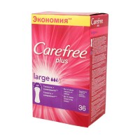 Салфетки ежедневные неароматизированные Кэфри / Carefree Large Plus, защищает, впитывает, освежает, 36 шт