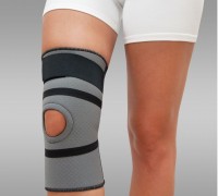 Бандаж для коленного сустава Крейт F-513 с вырезом для коленной чашечки и прорезом на уровне подколенной ямки, серый