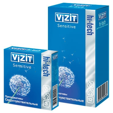 VIZIT Презервативы HI-TECH SENSITIVE СВЕРХЧУВСТВИТЕЛЬНЫЕ 3шт