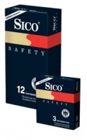 Презервативы классические с силиконовой смазкой Sico / Сико Safety, с накопителем, прозрачные, цилиндрические, 12шт