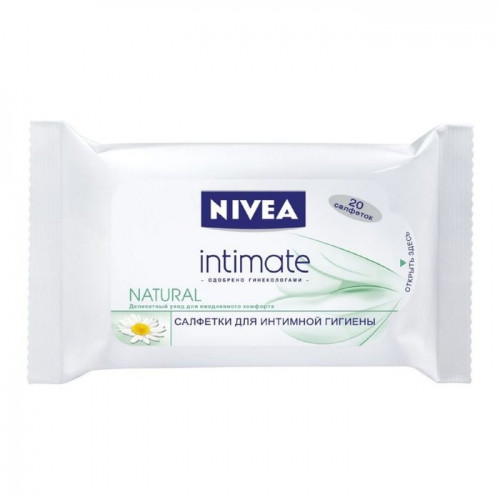 Салфетки для интимной гигиены Нивея / Nivea Intimo Natural, деликатный уход, очищают, восстанавливают, 20шт