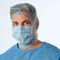 Маска хирургическая Foliodress mask Protect special, для носящих очки и бороду, трёхслойные, голубые, 50 шт. 992533