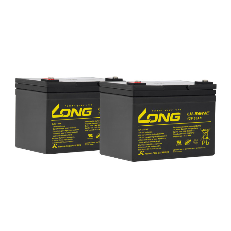 Аккумуляторы Ortonica 2XLONG 36P 36Ah питает электродвигатель колясок моделей Pulse 120, 150 и 170
