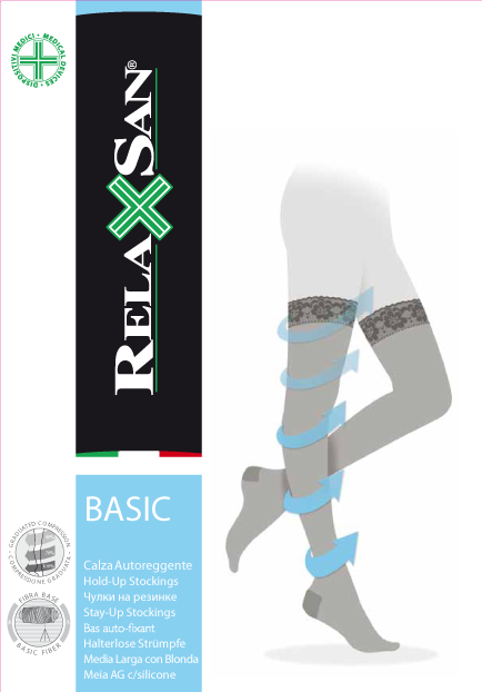 Чулки Relaxsan Basic Stay-Up 280 прозрачные 2-го класса компрессии с открытым носком на резинке, 1470S