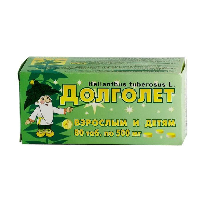 Долголет регулирует углеводный обмен, нормализует кишечную микрофлору, повышает иммунозащитные силы организма, 80шт