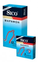 Презервативы классические Sico (Сико) Марафон с бензокаиновой смазкой-анестетиком, гладкие, 12шт