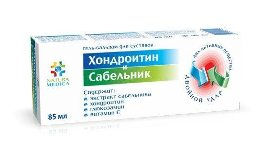 Гель-бальзам для суставов Хондроитин и сабельник Натура Медика при заболеваний суставов, 85мл