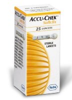 Ланцеты стерильные Accu-Chek Softclix, лазерная заточка, острие иглы трехгранное, диаметр иглы 0,4 мм, 25шт. в упаковке