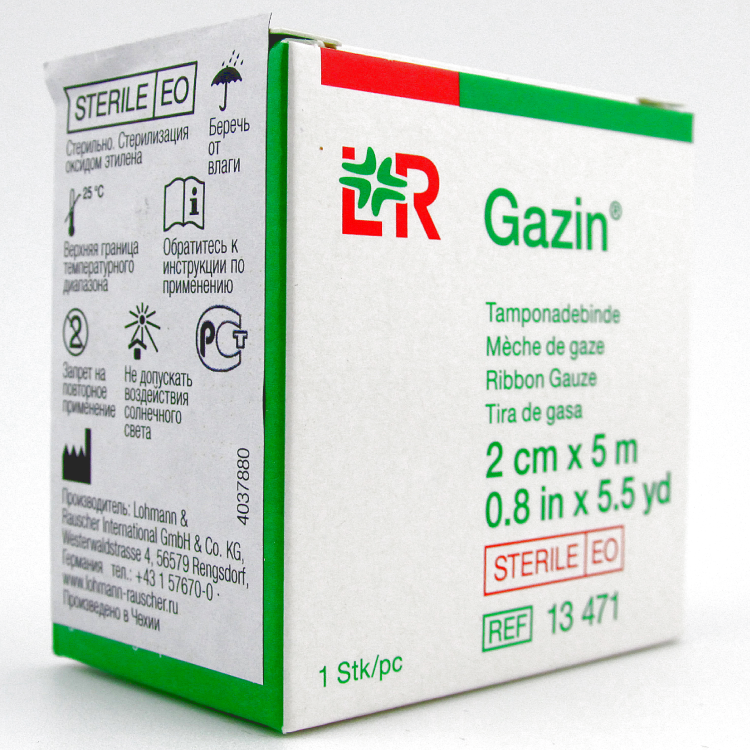 Тупферы Gazin (Газин) марлевые однослойные стерильные в рулоне, 2см х5м, 13471
