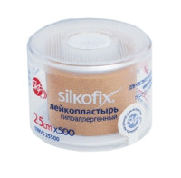 Пластырь фиксирующий Silkofix / Силкофикс медицинский, на нетканой основе, телесного цвета, 2,5 х 500 см