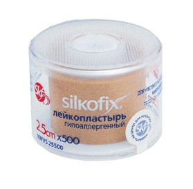 Пластырь фиксирующий Silkofix / Силкофикс медицинский, на нетканой основе, телесного цвета, 2,5 х 500 см