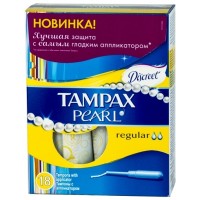 Тампоны с гладким аппликатором Tampax Discreet Pearl Regular Duo, гигиеническое средство, для умеренных выделений, 18шт