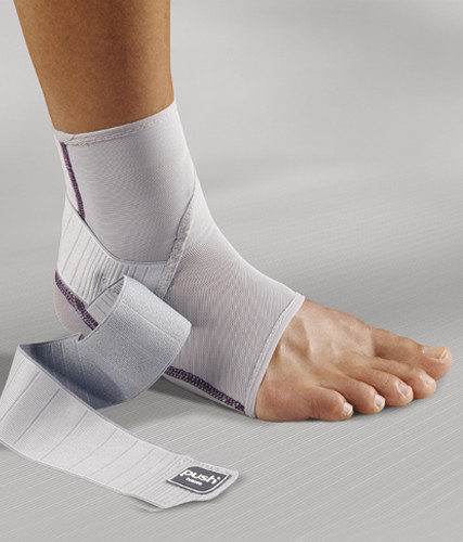 Ортез на голеностопный сустав Push med Ankle Brace, ленточная фиксация, компрессия, на левую ногу, цвет серый, 1.20.1