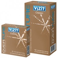 Презервативы классические Визит / Vizit с накопителем, прозрачные, цилиндрические, с силиконовой смазкой, 12 шт
