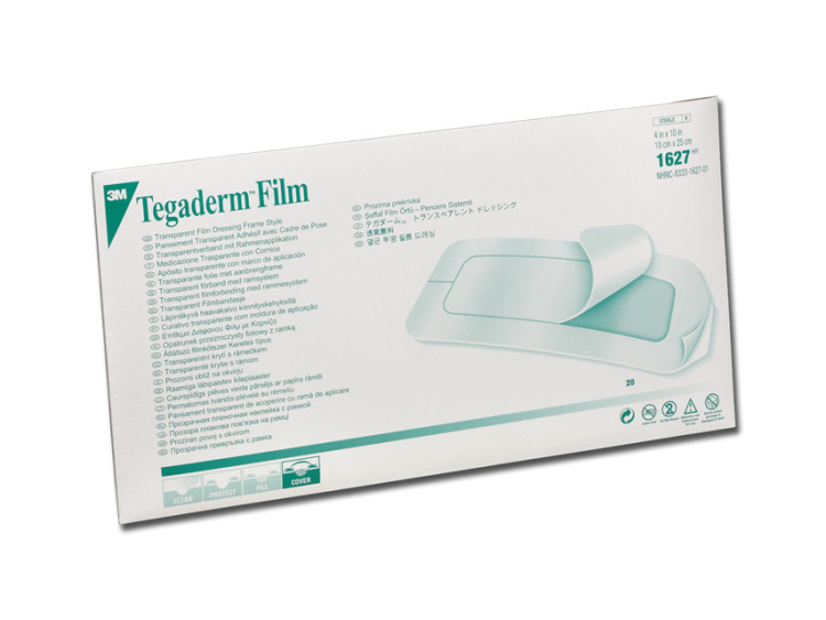 Повязка 3M Tegaderm Film прозрачная водостойкая для катетеров и ран без выреза 10х25см, 1627