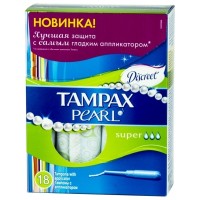 Тампоны с аппликатором Tampax Discreet Pearl Regular Super Duo, гигиеническое средство, для обильных выделений, 18шт