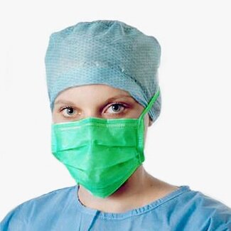 Маска хирургическая Foliodress mask Comfort Perfect, 3х-слойная, на завязках, зеленый, 50 шт, 992143