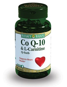Коэнзим Q-10 и L-карнитин Nature's bounty при высоких нагрузках, синдроме усталости, способствует похудению, 1580мг, 60шт