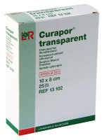Повязка Curapor Transparent послеоперационная прозрачная влагозащитная для ран 10х15см 25шт, 13103