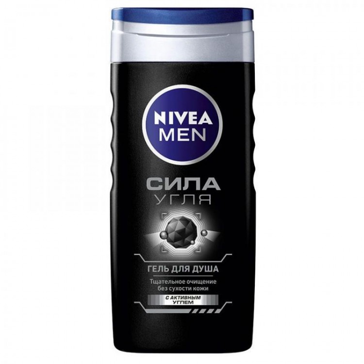 Гель для душа Нивея мэн / Nivea men сила угля, очищает, увлажняет ...