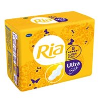 Прокладки гигиенические Ria Ultra Silk Super Plus (Риа Ультра Силк Супер Плюс) женские ночные с крылышками, 8шт, 713109