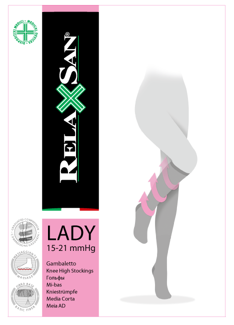 Гольфы Relaxsan Basic Gambaletto Lady 1-го класса компрессии полупрозрачные с массажной стелькой, 950A