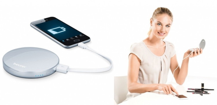  Зеркало косметическое Beurer BS 39 Powerbank с функцией подсветки, 3х кратным увеличением и двумя зеркальными поверхностями