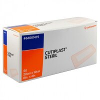Повязка Cutiplast Sterile послеоперационная стерильная самоклеющаяся с впитывающей прокладкой, 20х10см, 50шт, 66001475